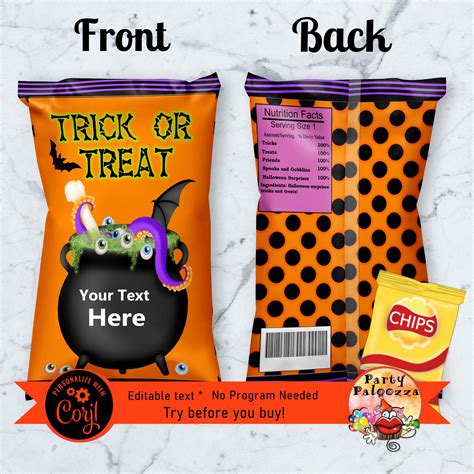 Printable Halloween chip bag cover | Halloween invitations, Chip bag ...