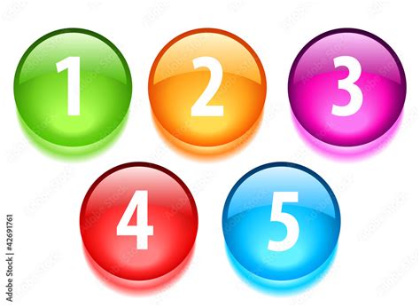 Round Glossy Number Buttons Vector Illustration Stock Vector Adobe Stock