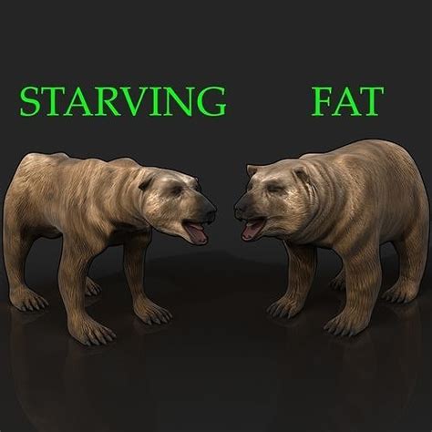 3d model 2 bears bony skinny starving ravenous emaciated gaunt grizzly vr ar low poly
