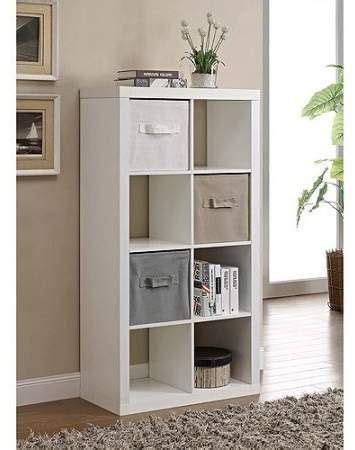 Either fill the shelfs or get baskets to put in the slots. Better Homes and Gardens Furniture 8-Cube Room Organizer ...