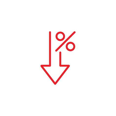 Eps10 Red Vector Percentage Down Arrow Icon Isolated On White