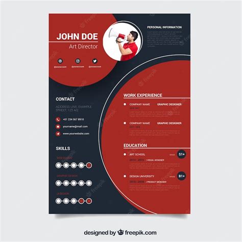 Premium Vector Modern Red And Black Resume Template