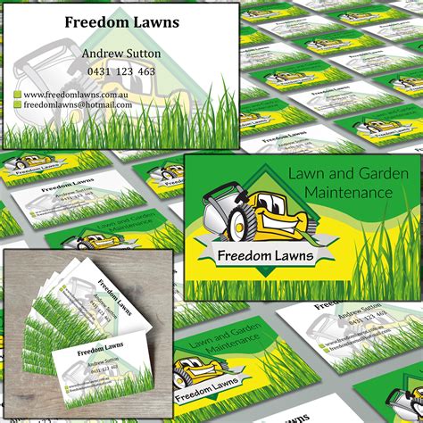 Maybe you would like to learn more about one of these? Modern, Masculine, Lawn Care Business Card Design for Freedom Lawns by igogolf | Design #9431528