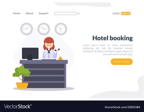 Hotel Booking Landing Page Template Online Vector Image
