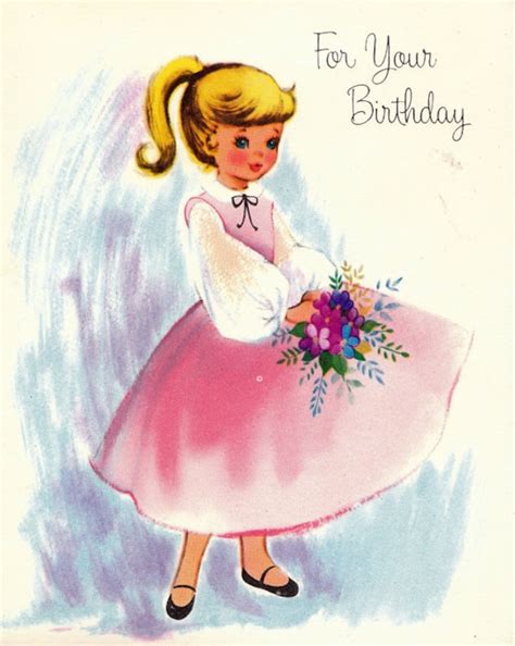 Vintage 1950s For Your Birthday Greetings Card By Poshtottydesignz