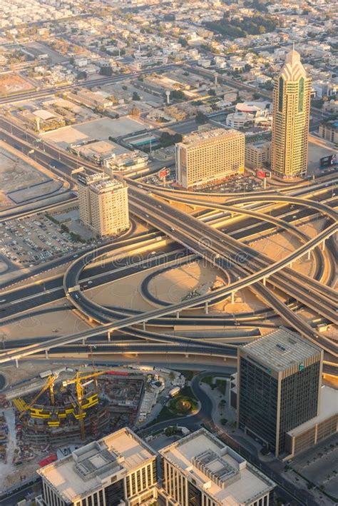 Dubai Downtown Morning Scene Top View Stock Image Image Of Aerial