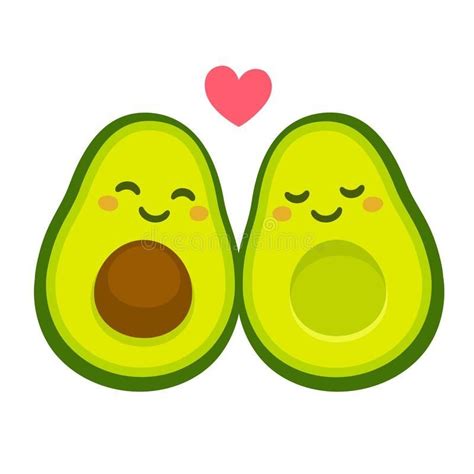 Cute Avocado Couple In Love Cute Cartoon Avocado Couple In Love