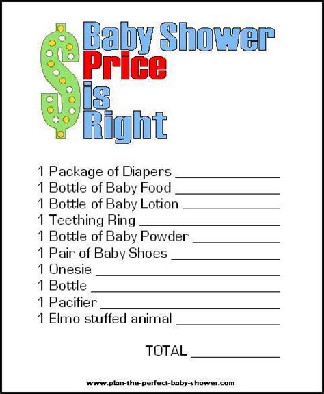 Need ideas for fun baby shower games? Free Printable Price is Right Baby Shower Game