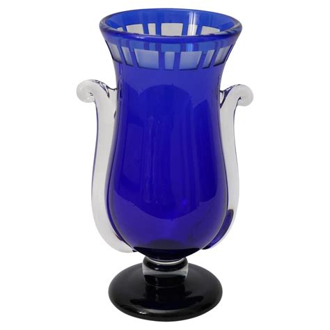 Large Cobalt Blue Handblown Glass Shard Vase At 1stdibs
