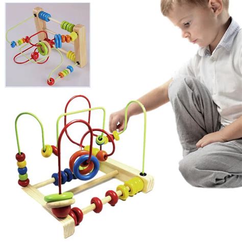 New Learning Educational Wooden Round Moving Beads Toy Developmental