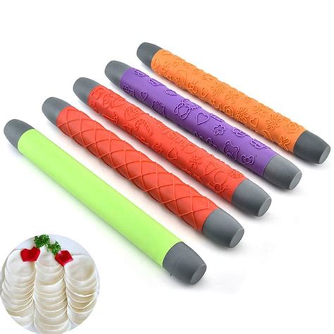 14 Stainless Steel Rolling Pin With Printed Silicone Sleeve Siliconeuse
