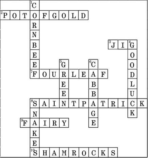 Kids pick pages to complete. St Patricks Day Crossword Puzzle Kids Solution
