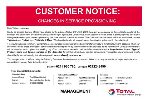 Inform letters can also be used to inform employees about new policies that may affect the employment's terms and conditions as agreed to in the contract. Customer Notice Of Change In Bank / Free 8 Sample Business ...
