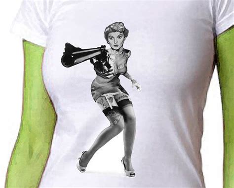 June Cleaver S Gun T Shirt Retro Vintage Pinup Womens Tee Sizes S M L