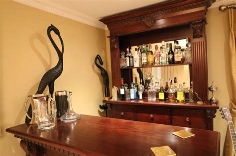 15m Period Mahogany Home Bar Front Counter And Mirrored Back Bar