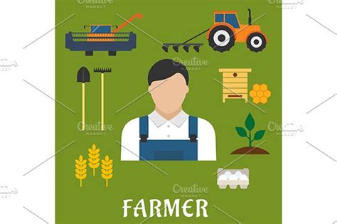 Farmer Profession And Agriculture Graphics ~ Creative Market