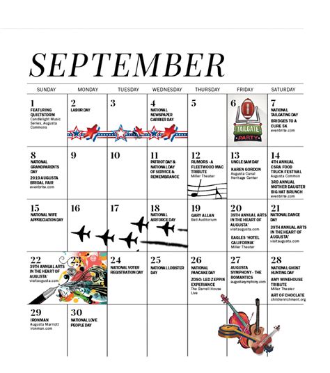 Below is a list of all swgoh events, past and current, in a monthly calendar. August/September 2019 Calendar of Events - Augusta Magazine