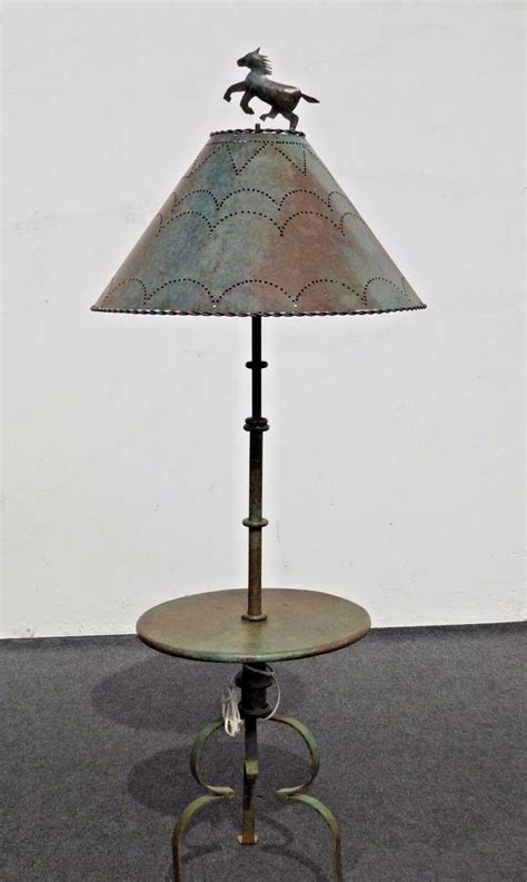 Designer Wrought Iron Western Cowboy Horse Motif Floor Lamp Light With