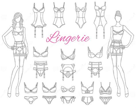 beautiful fashion models in lace lingerie vector illustration isolated on white background