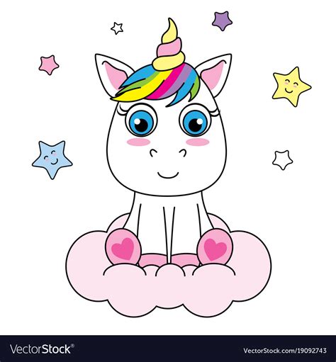 Unicorn Sitting On A Cloud Royalty Free Vector Image