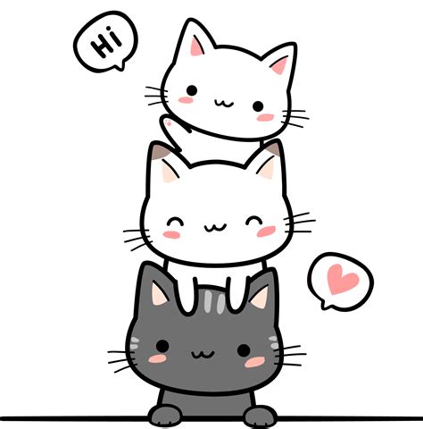 Elemento De Desenho Animado De Saudação De Família De Gato Gatinho Fofo