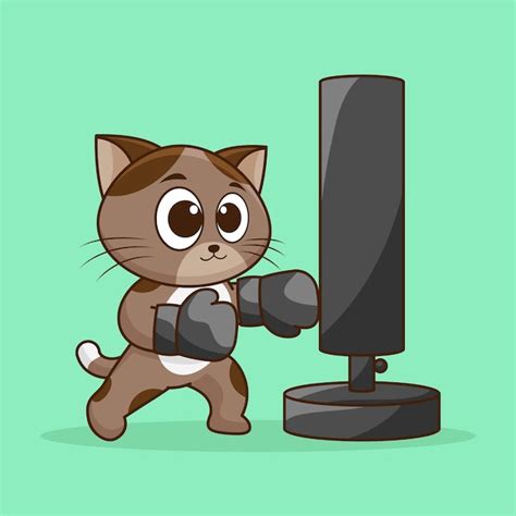 Premium Vector Mascot Logo Cute Cat Boxer Wearing Boxing Gloves