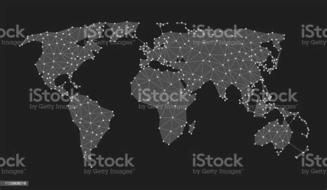 Geometric Network World Map Polygon Graphic Background Stock
