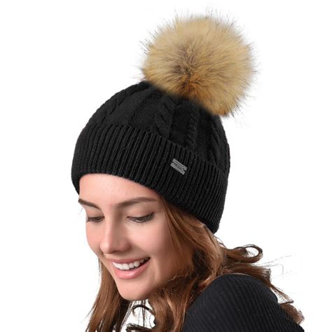 Shop For Furtalk Women Winter Pom Knit Hat Cashmere Beanie Caps With