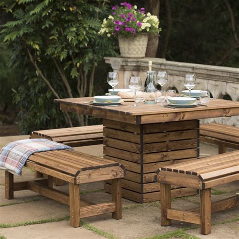 Supplier replaced it quickly without quibbling. Wooden Garden Dining Set - Square Table 4 Benches ...