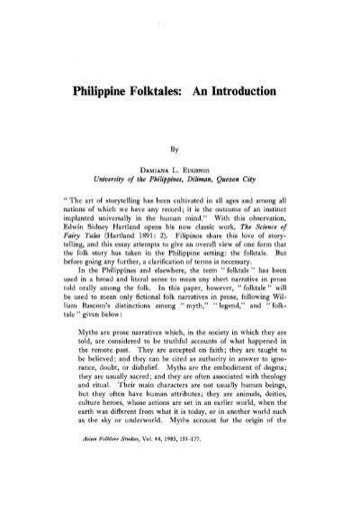 Philippine Folktales An Introduction Philippine Culture