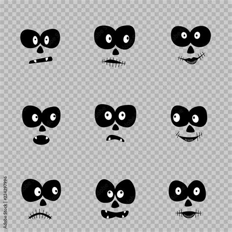 Cartoon Day Of The Dead Eyes Set Template On Transparent Background