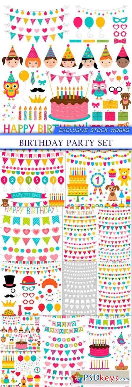 Birthday Party Set 9x Eps Free Download Photoshop Vector Stock Image