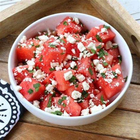Klassischer Wassermelonen Feta Salat Zubereiten Mint Salad Recipes