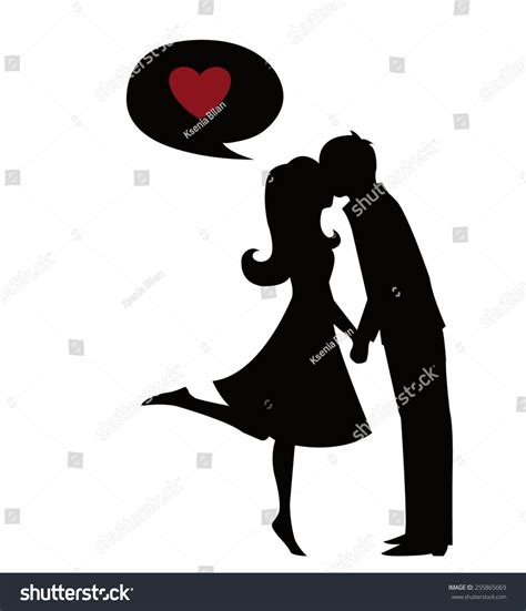 Kissing Couple Silhouette Stock Vector Royalty Free 255865069