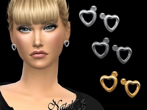 The Sims Resource Open Heart Stud Earrings By Natalis • Sims 4 Downloads