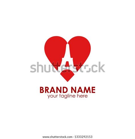 Heart Eiffel Tower Love Vector Logo Stock Vector Royalty Free