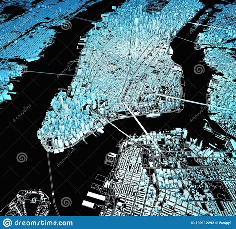 Satellite View Of New York City Map 3d Buildings Manhattan Ground