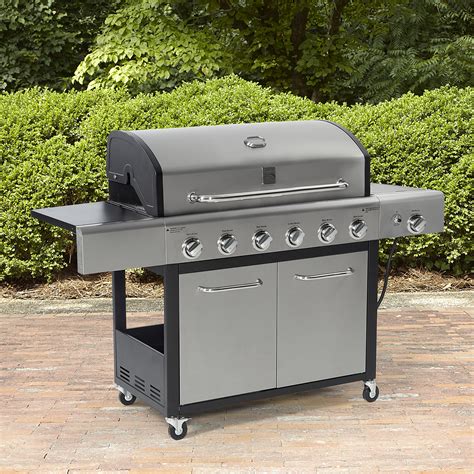 Kenmore 6 Burner Lp Gas Grill With Side Burner And Stainless Steel Lid