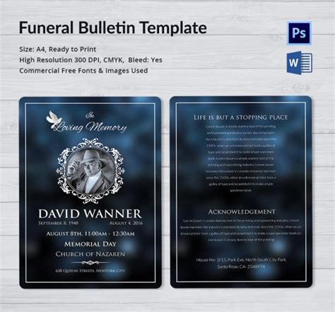 Funeral Bulletin Template 5 Word Psd Format Download