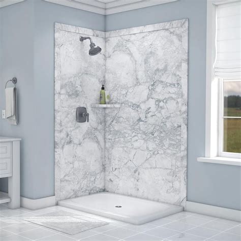 Flexstone Elegance 36 In X 48 In X 80 In 7 Piece Easy Up Adhesive Corner Shower Wall Surround