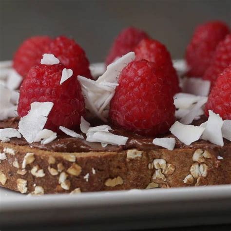 Chocolate Almond Butter And Raspberry Toast Recipe By Tasty