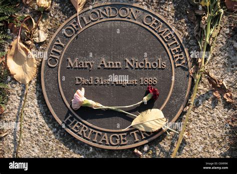 Memorial Marker To Mary Ann Nichols A Jack The Ripper Victim In The