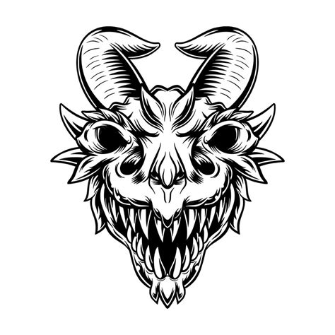 Premium Vector Demon Skull Concept Digital Art Hand Drawn Illustration