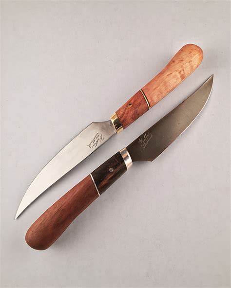 Pair Of Steak Knives In Birdseye Maple And Walnut Faraway Forge Llc