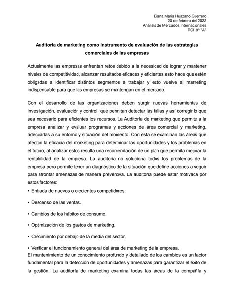 Solution Auditoria De Marketing Como Instrumento De Evaluación De