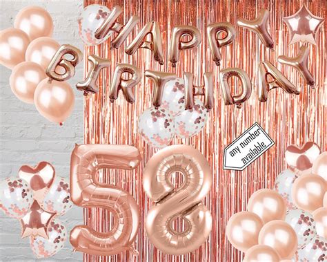 58th Birthday Party Rose Gold Photo Booth Balloon Backdrop Etsy