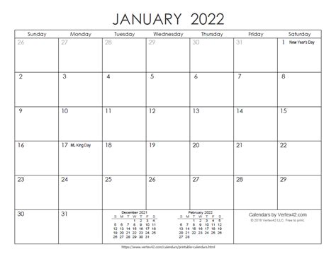 2021 Calendar Vertex42