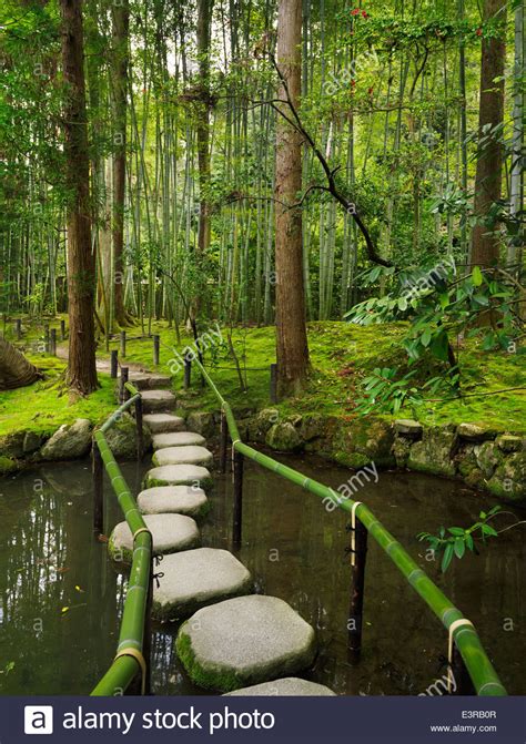 Stepping Stones In A Pond At A Japanese Zen Garden Kyoto