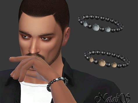 Mens Black Onyx Beads Bracelet The Sims 4 Catalog