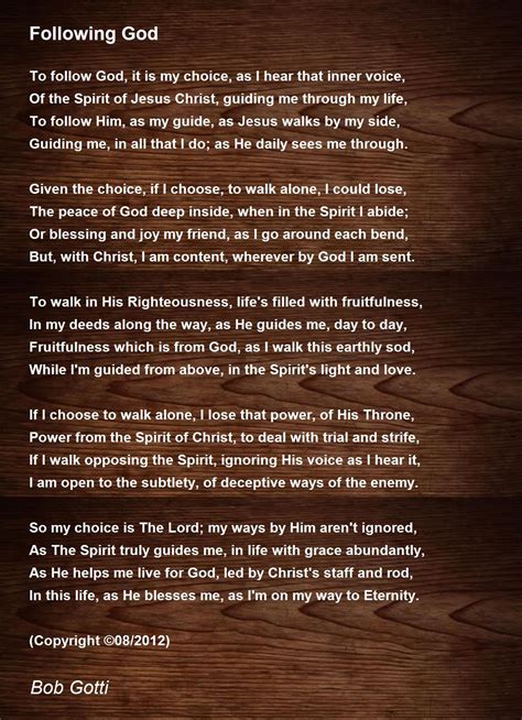 Following God Following God Poem By Bob Gotti